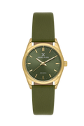 Daniel Klein Green IP Gold Leather Wrist Watch for Women DK.6.14274-3