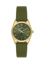 Daniel Klein Green IP Gold Leather Wrist Watch for Women DK.6.14274-3