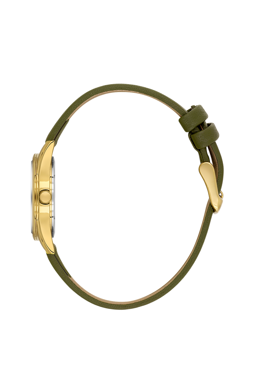Daniel Klein Green IP Gold Leather Wrist Watch for Women DK.6.14274-3