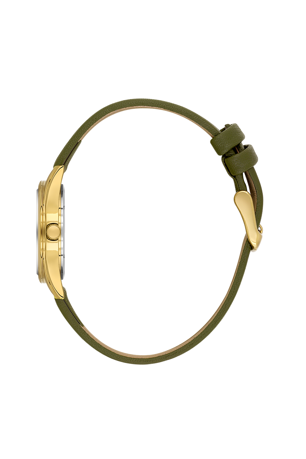 Daniel Klein Green IP Gold Leather Wrist Watch for Women DK.6.14274-3