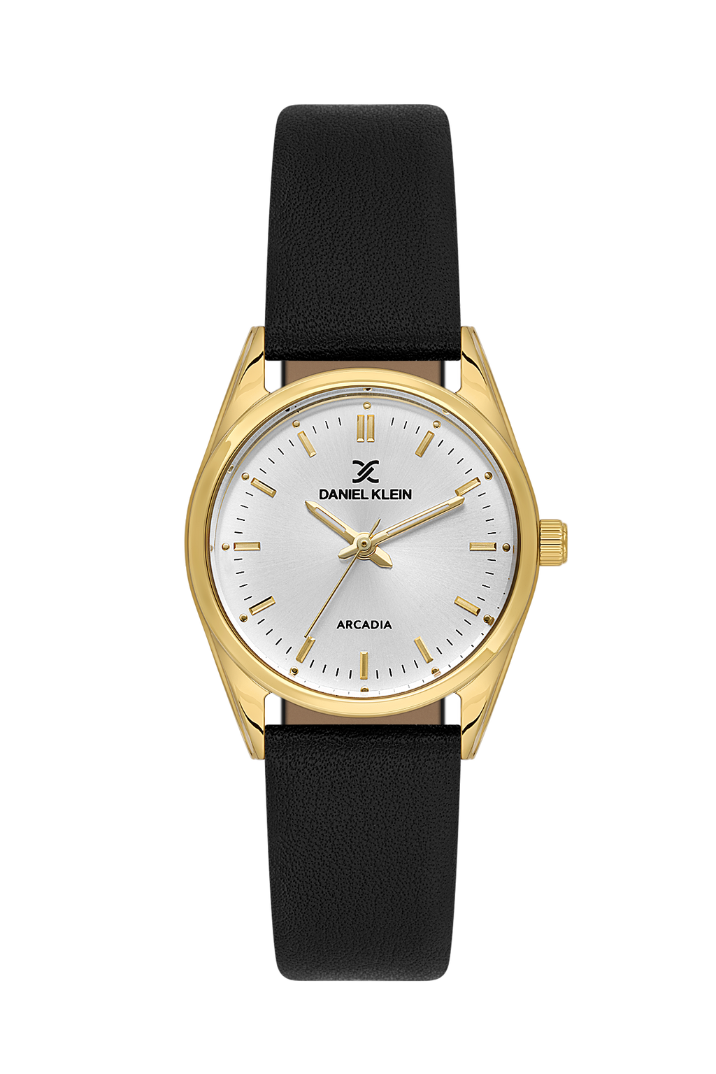 Daniel Klein Silver IP Gold Leather Wrist Watch for Women DK.6.14274-4