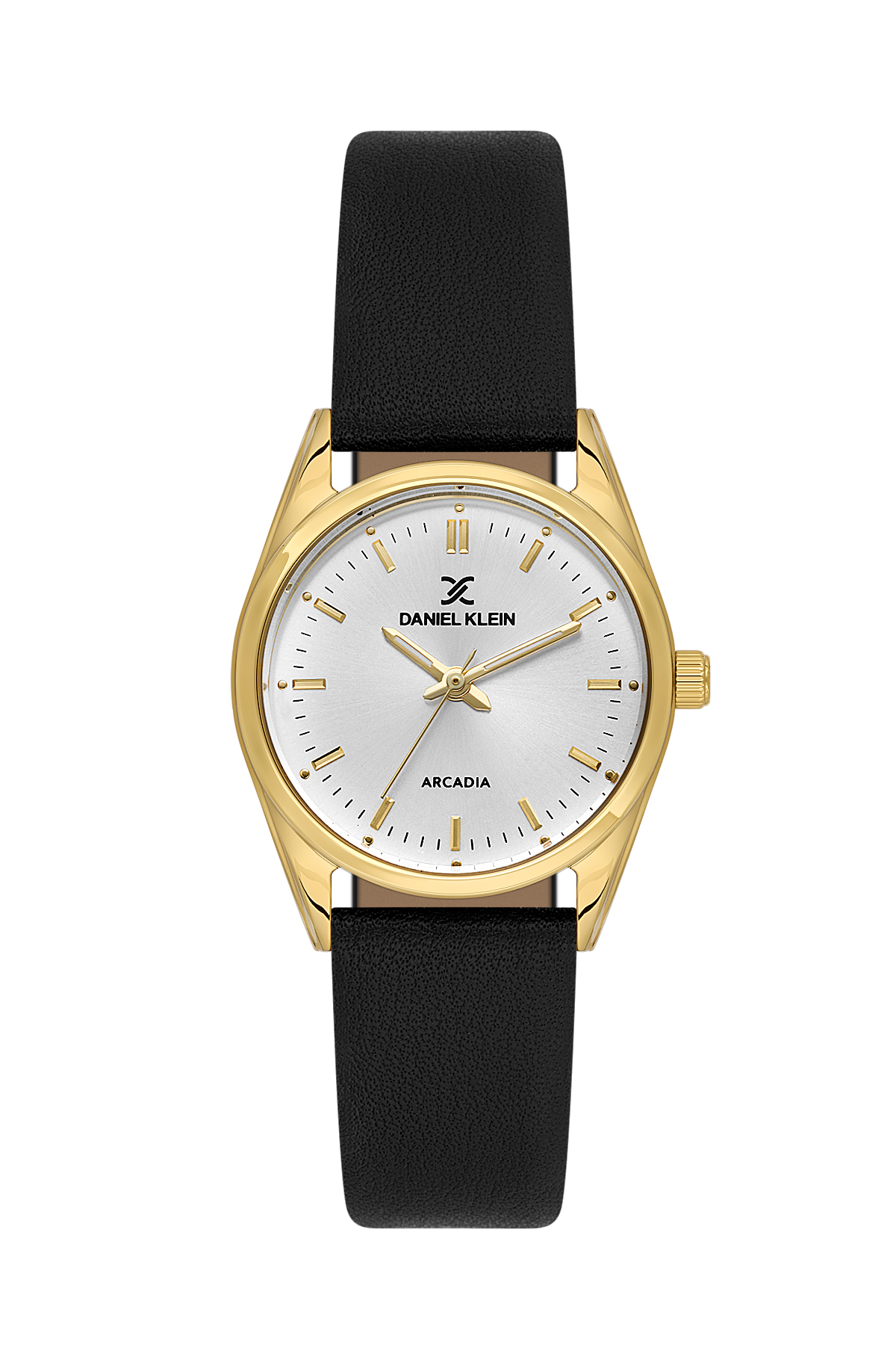 Daniel Klein Silver IP Gold Leather Wrist Watch for Women DK.6.14274-4