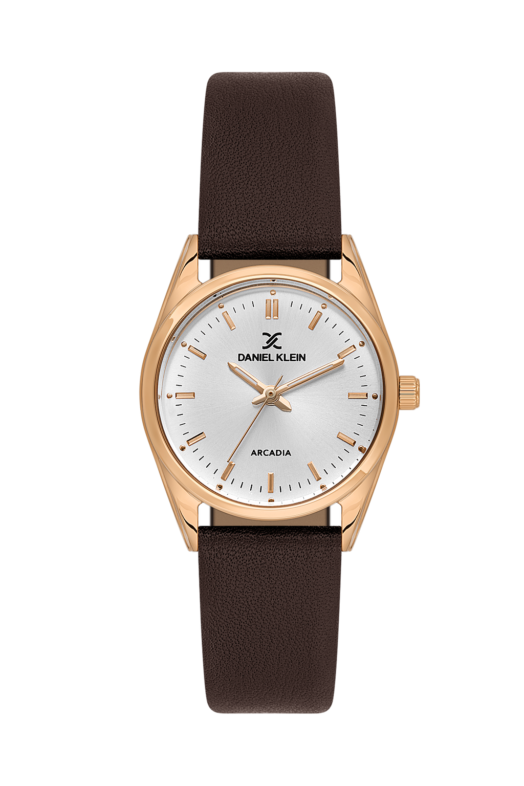Daniel Klein Silver IP Rosegold Leather Wrist Watch for Women DK.6.14274-5