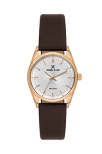 Daniel Klein Silver IP Rosegold Leather Wrist Watch for Women DK.6.14274-5