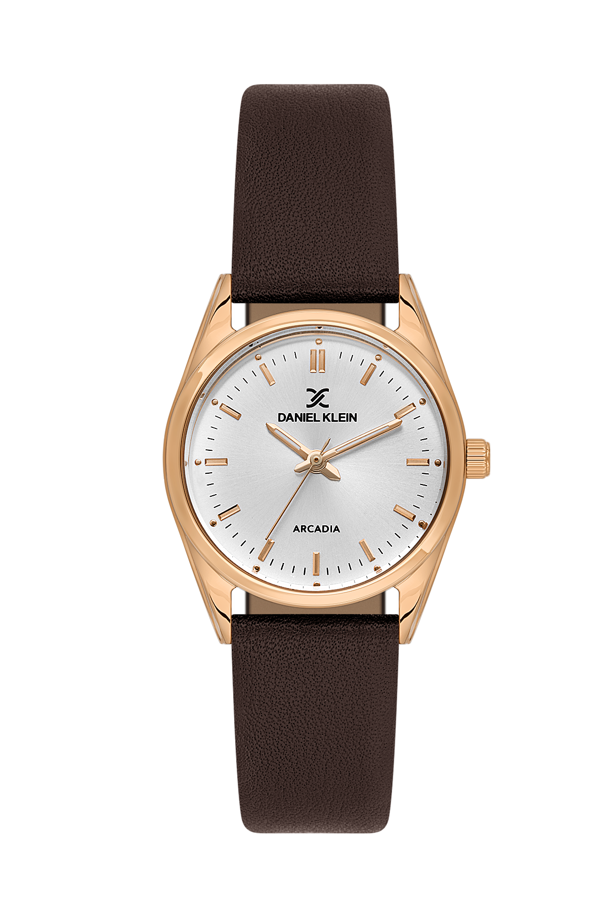 Daniel Klein Silver IP Rosegold Leather Wrist Watch for Women DK.6.14274-5