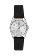 Daniel Klein Silver IP Silver Leather Wrist Watch for Women DK.6.14274-6