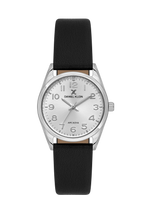 Daniel Klein Silver IP Silver Leather Wrist Watch for Women DK.6.14274-6