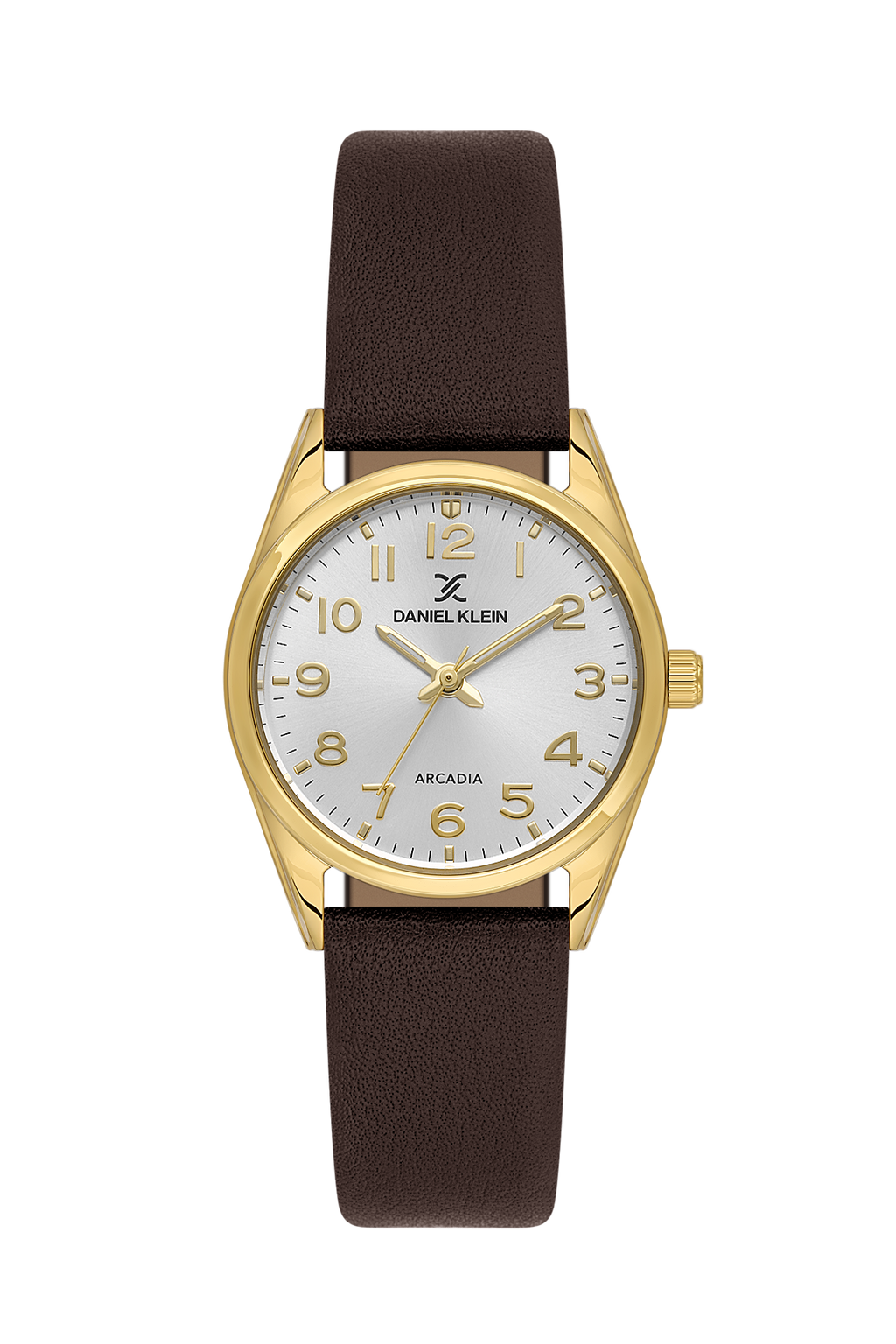 Daniel Klein Silver IP Gold Leather Wrist Watch for Women DK.6.14274-7