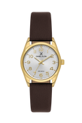 Daniel Klein Silver IP Gold Leather Wrist Watch for Women DK.6.14274-7