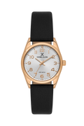 Daniel Klein Silver IP Rosegold Leather Wrist Watch for Women DK.6.14274-8