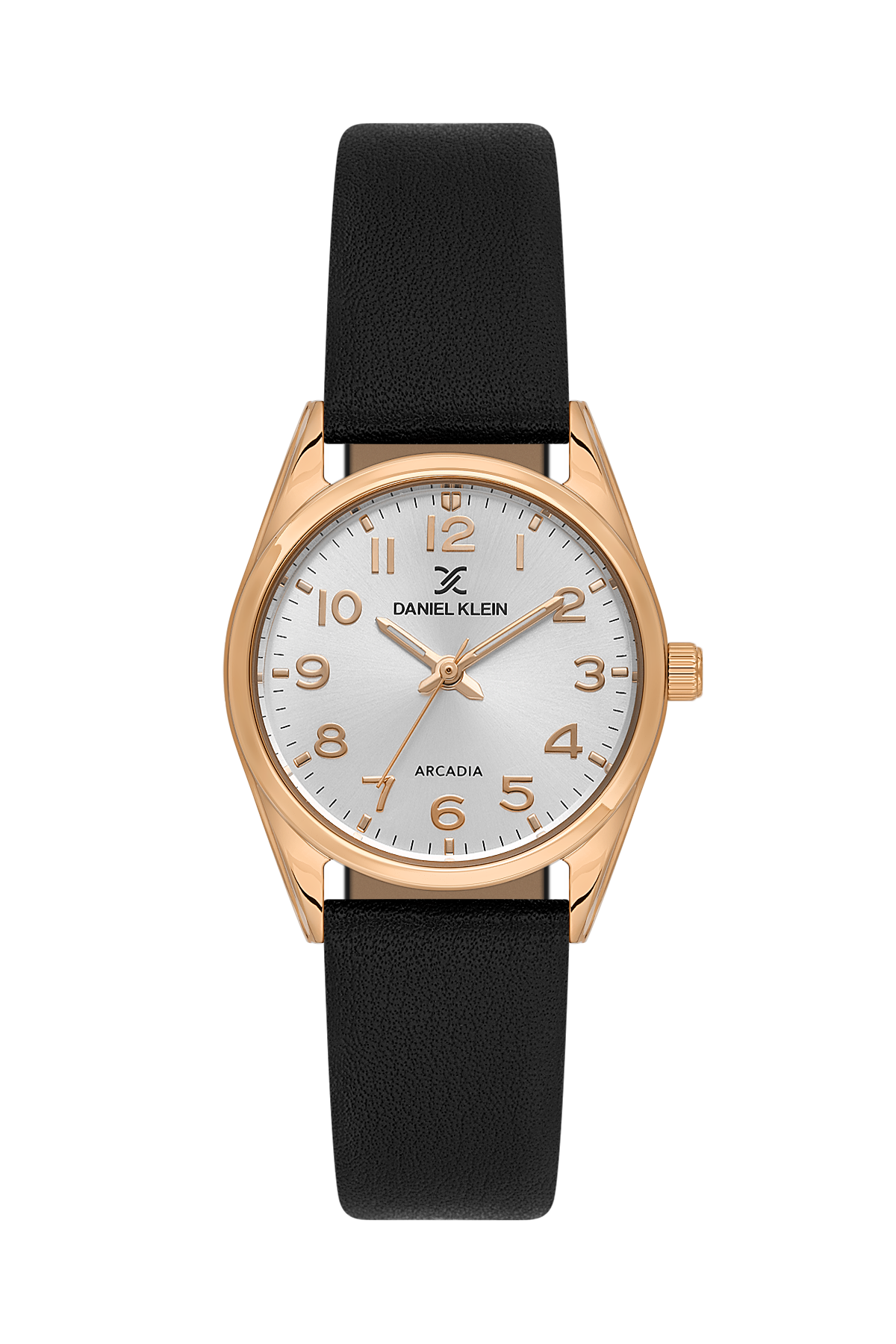 Daniel Klein Silver IP Rosegold Leather Wrist Watch for Women DK.6.14274-8