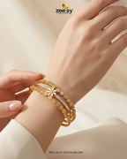 Double Floral Border Crystal Bracelet