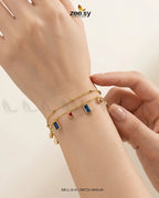 Double Layered Gemstone Drop Bracelet