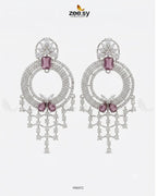 Mauve Lattice Round Zirconia Earrings
