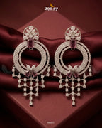 Mauve Lattice Round Zirconia Earrings