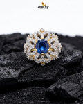 Floral Center Stone Cluster Ring