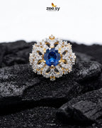 Floral Center Stone Cluster Ring