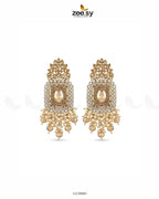 Floral Square Stone Pave Earrings