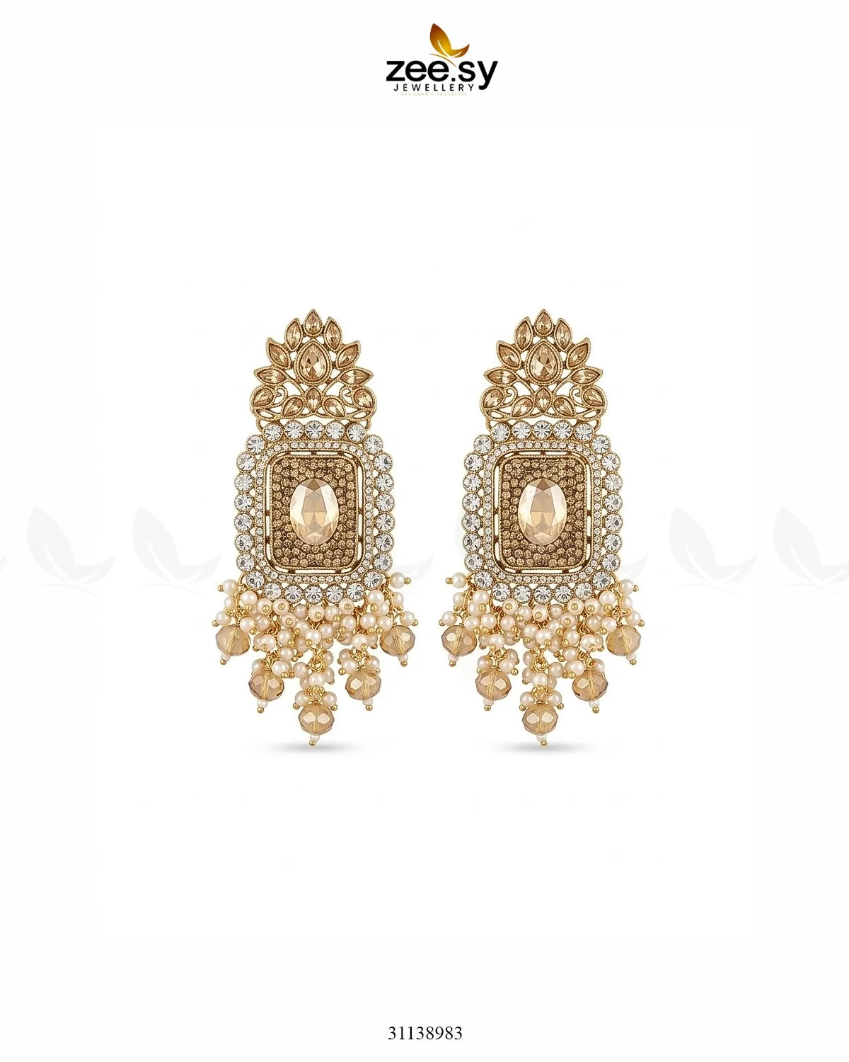 Floral Square Stone Pave Earrings