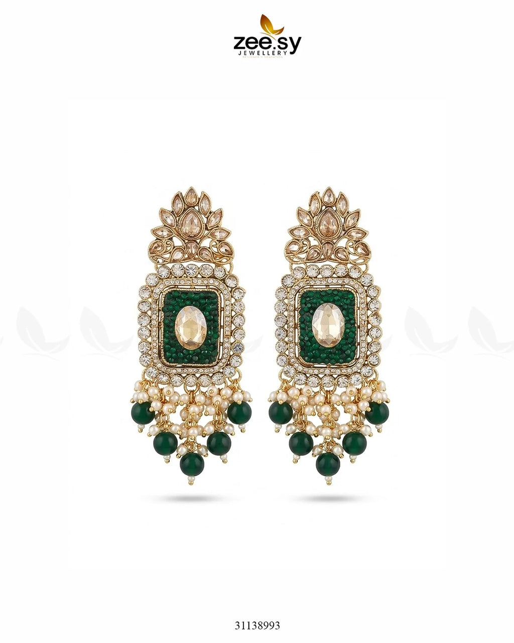 Floral Square Stone Pave Earrings
