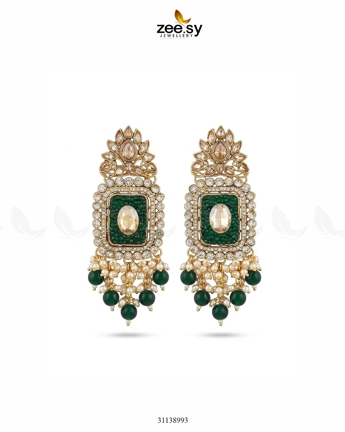 Floral Square Stone Pave Earrings