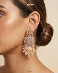 Floral Square Stone Pave Earrings