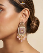 Floral Square Stone Pave Earrings