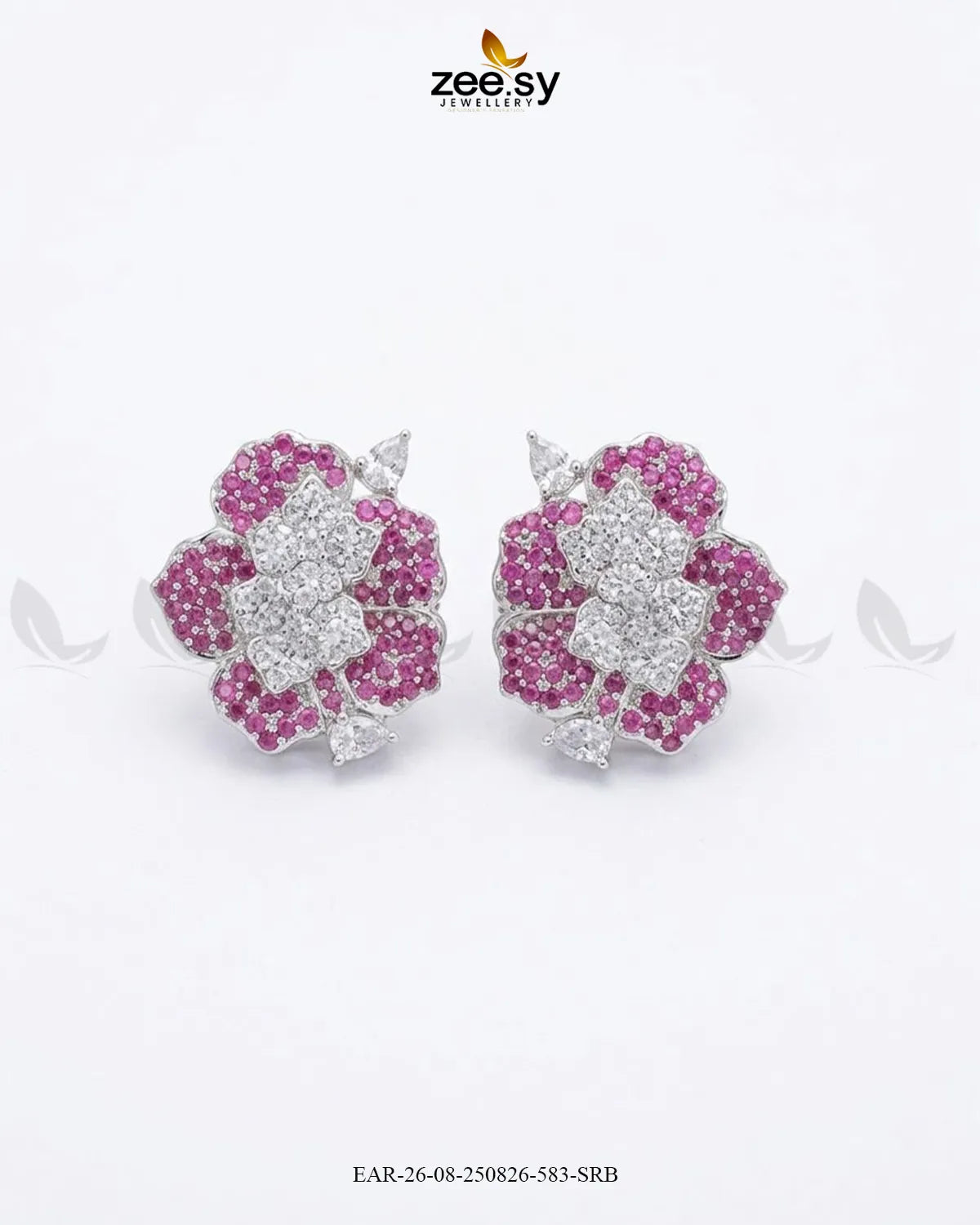 Forest Pave Zircon Earrings - Silver