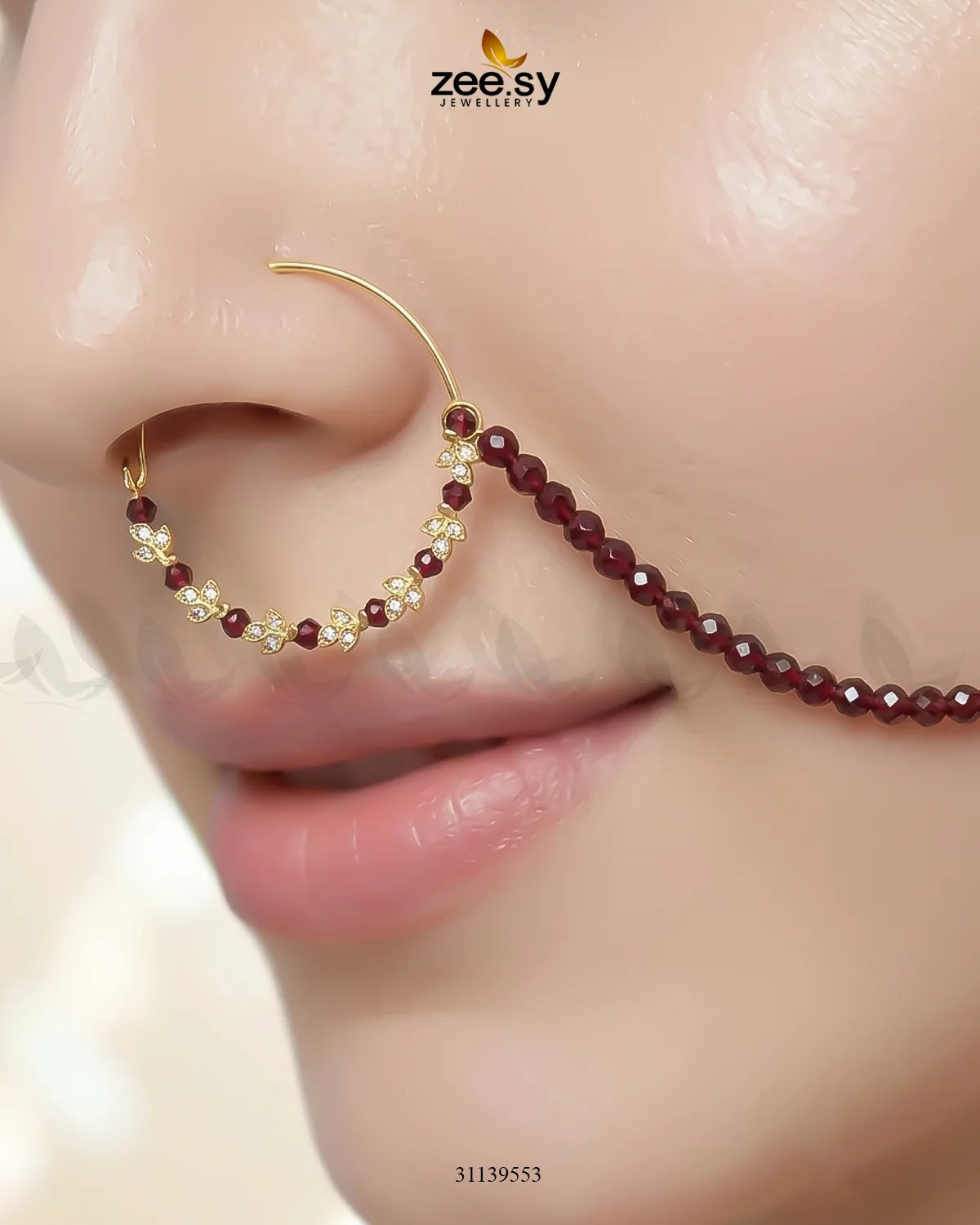 Garnet Crystal Minimal Nose Ring