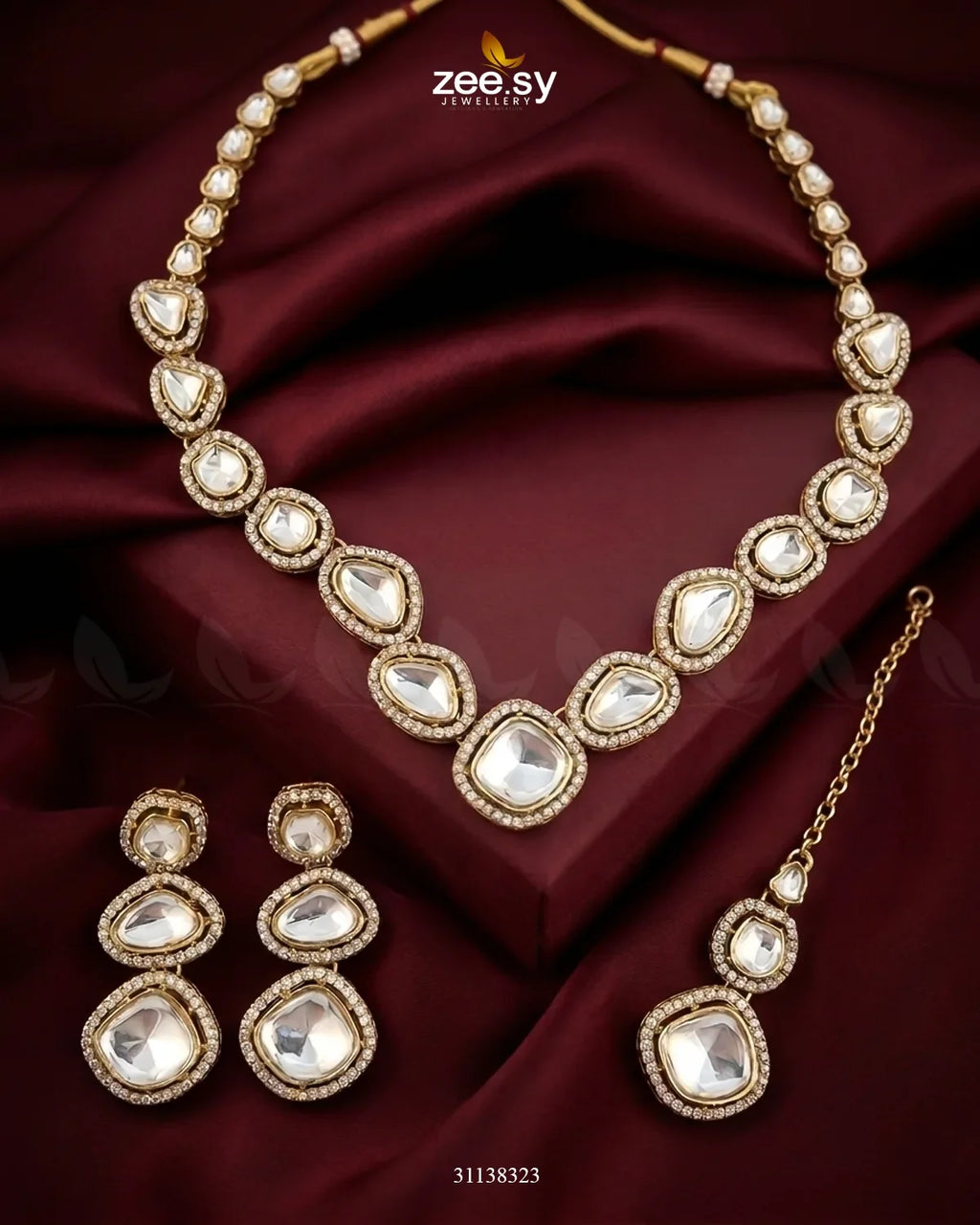 Geometric Bold Kundan Necklace Set