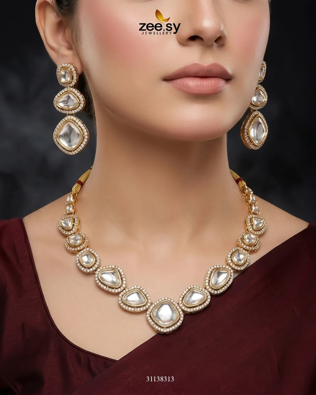 Geometric Bold Kundan Necklace Set