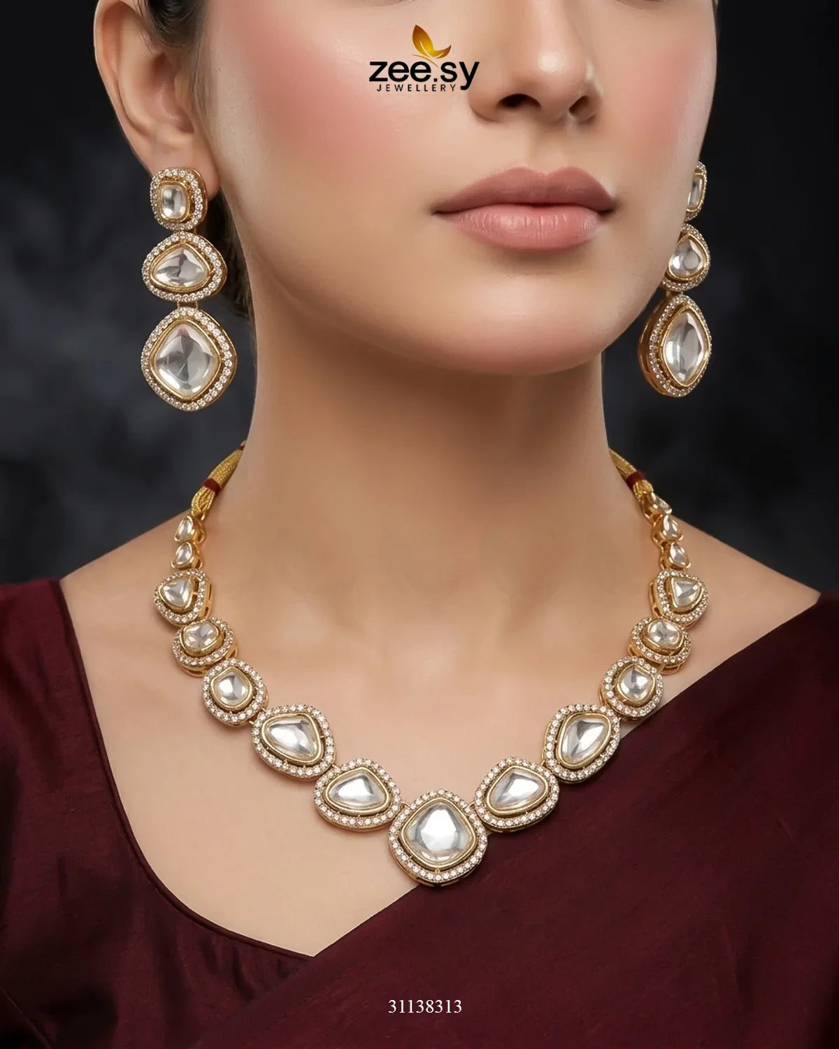 Geometric Bold Kundan Necklace Set