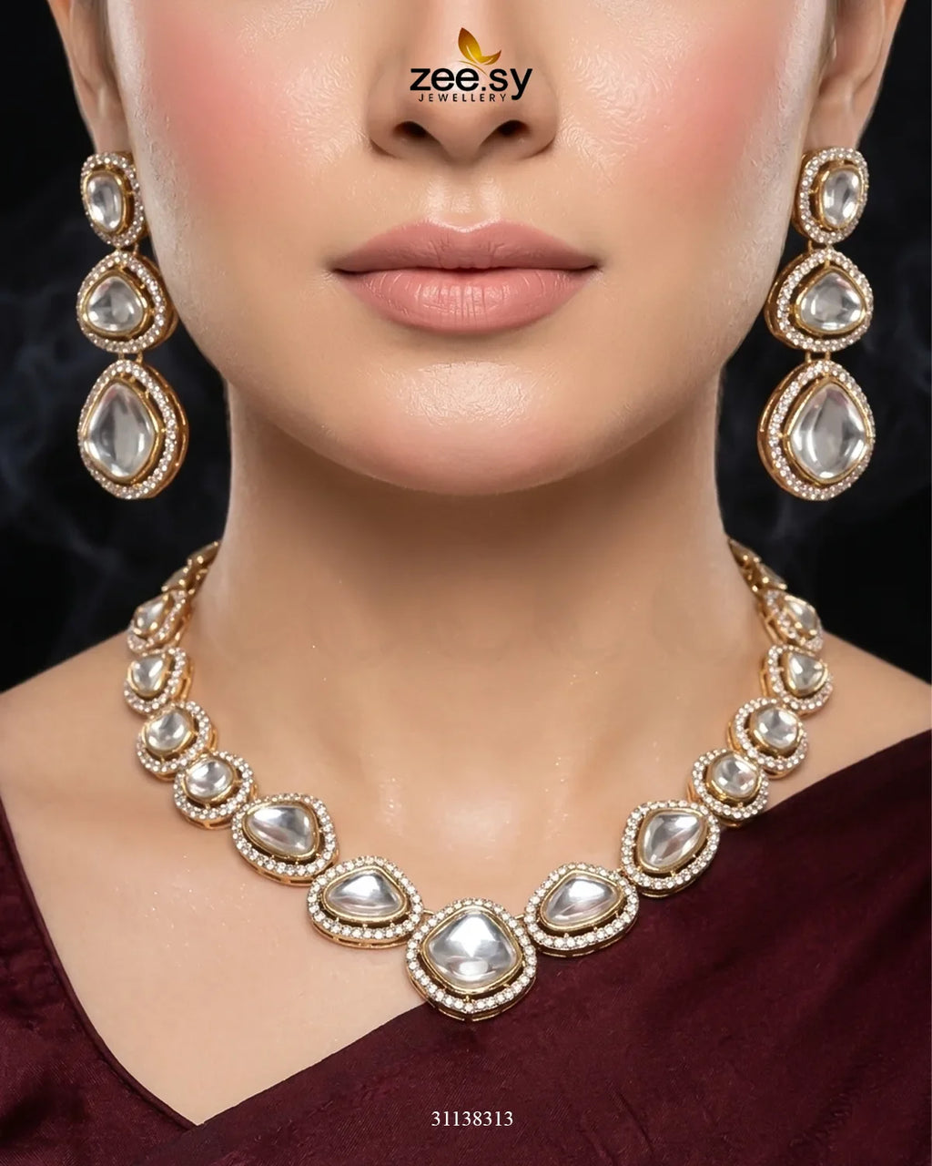 Geometric Bold Kundan Necklace Set