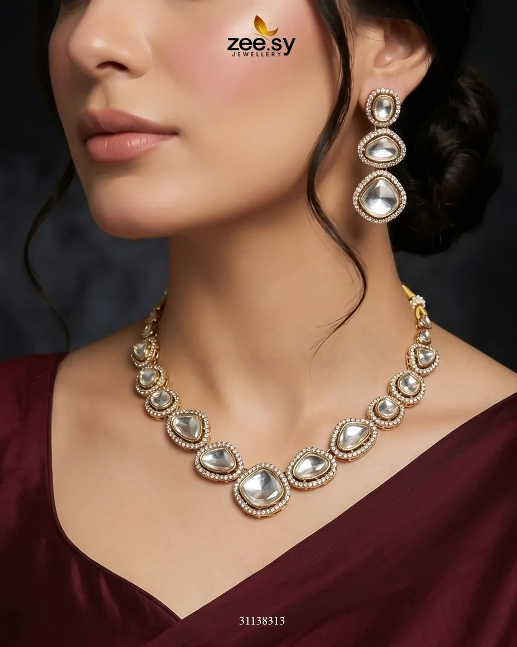 Geometric Bold Kundan Necklace Set