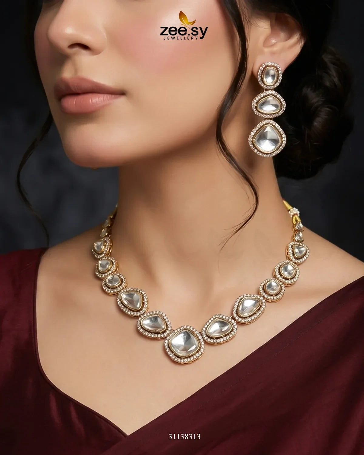 Geometric Bold Kundan Necklace Set