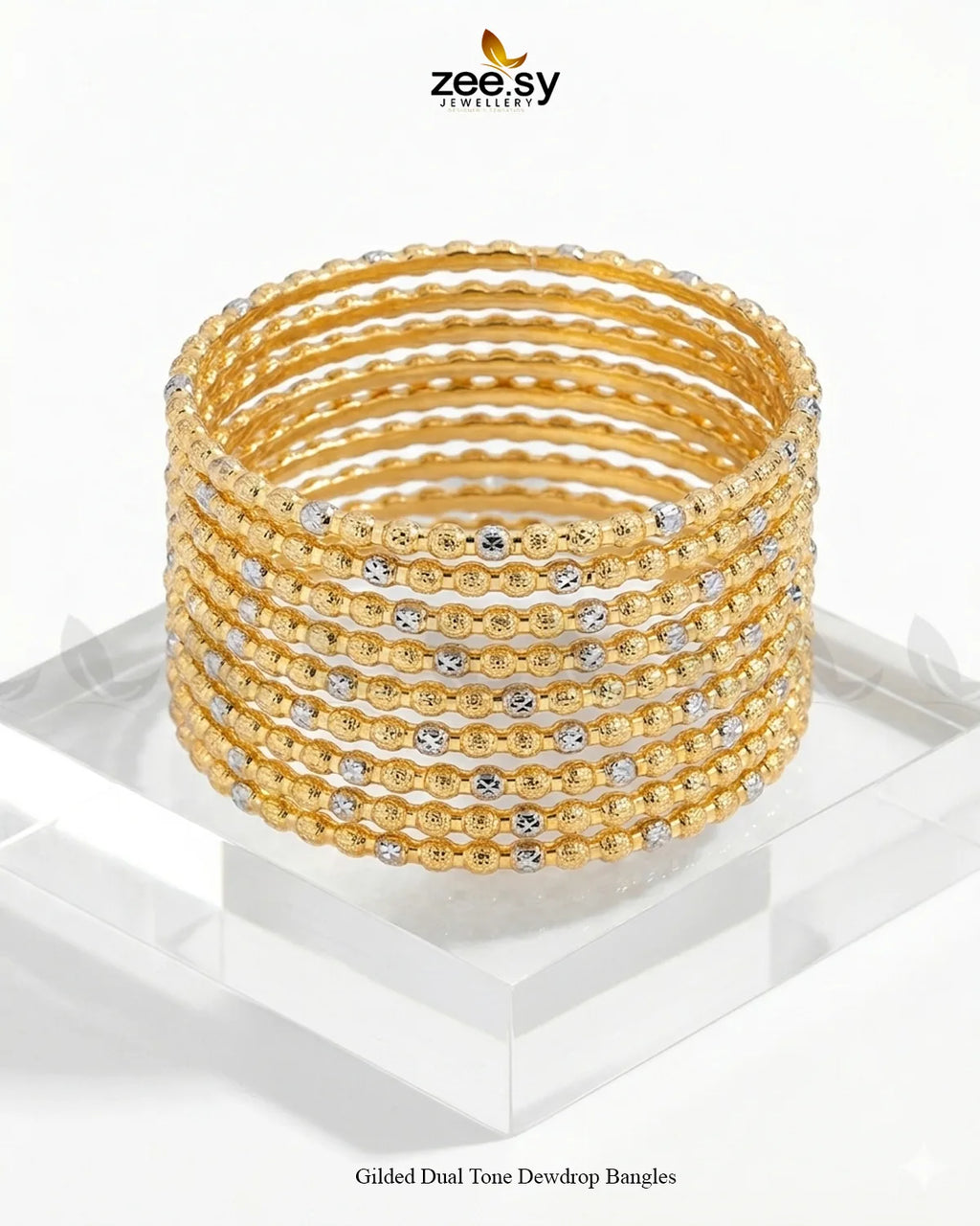 Gilded Dual Tone Dewdrop Bangles