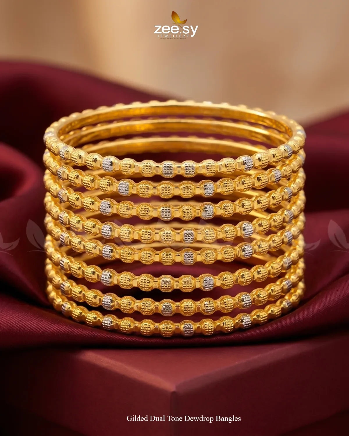 Gilded Dual Tone Dewdrop Bangles