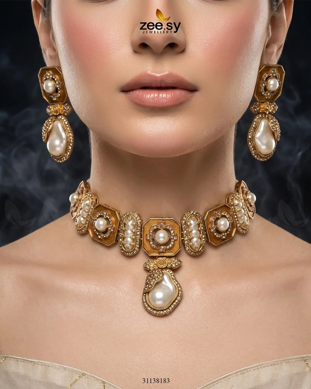 Glow Baroque Pearl Choker Set