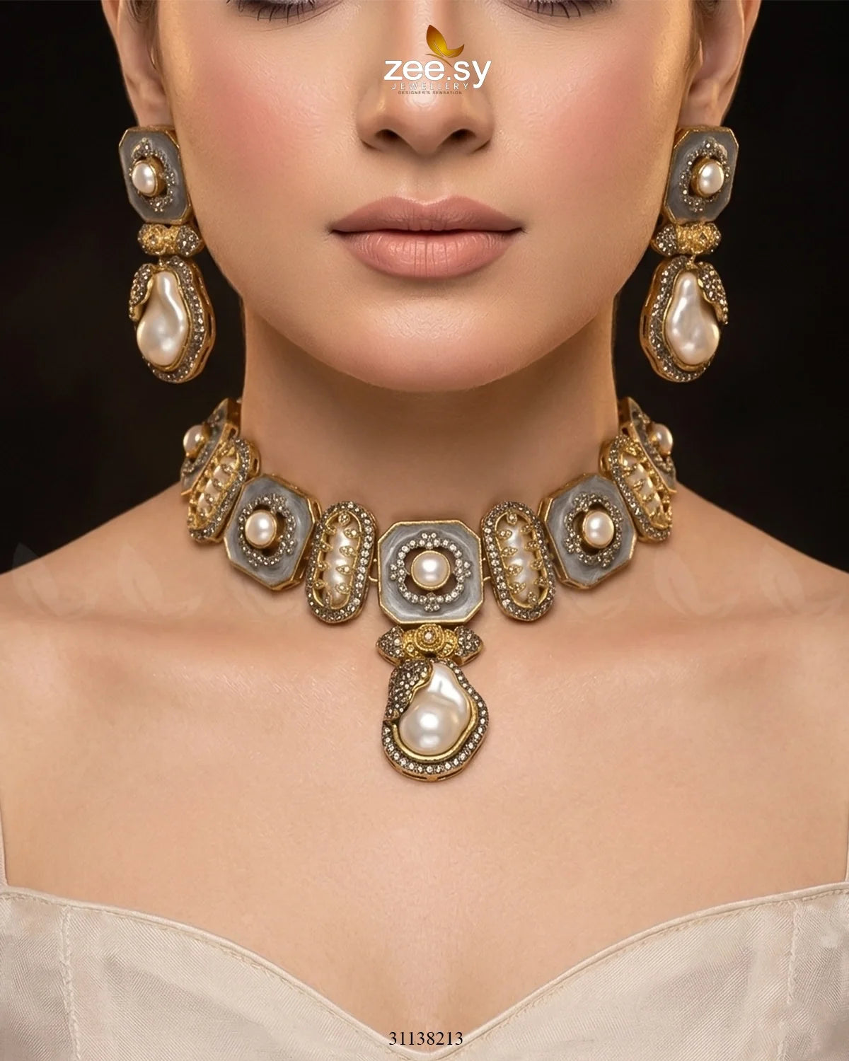Glow Baroque Pearl Choker Set