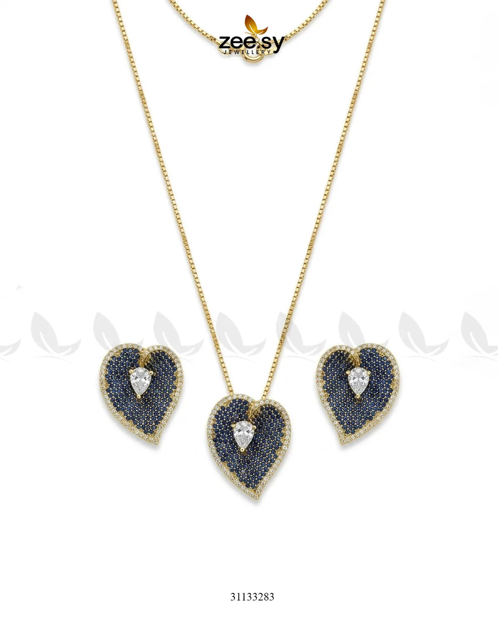 Golden Heart Cluster Pendant Set