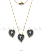 Golden Heart Cluster Pendant Set