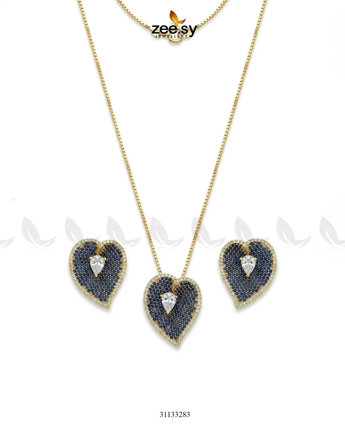 Golden Heart Cluster Pendant Set