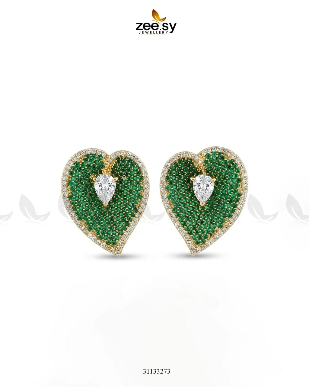 Golden Heart Cluster Pendant Set