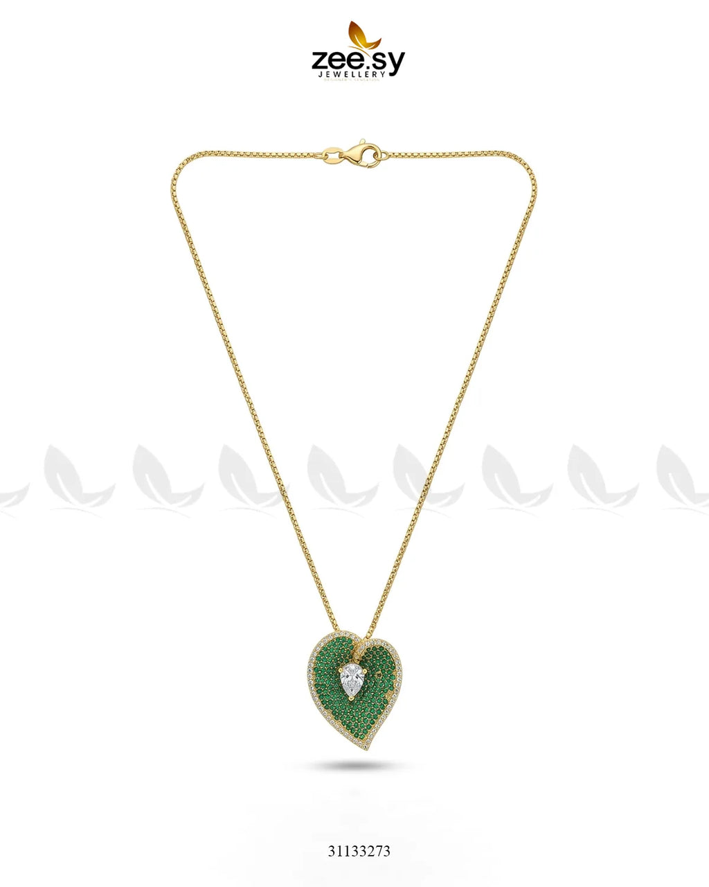 Golden Heart Cluster Pendant Set