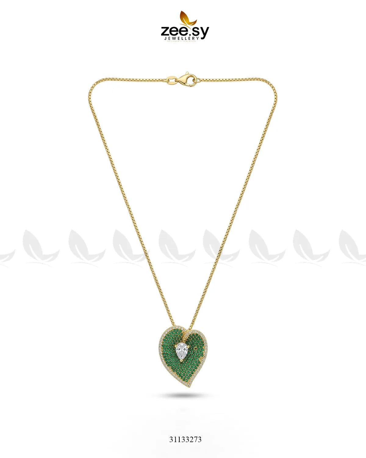 Golden Heart Cluster Pendant Set