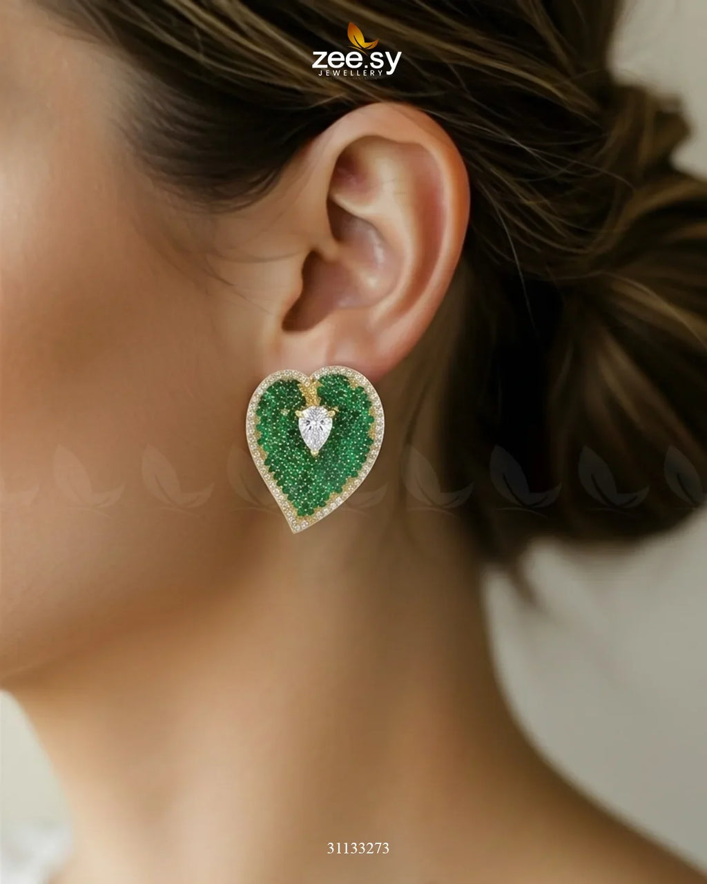 Golden Heart Cluster Pendant Set