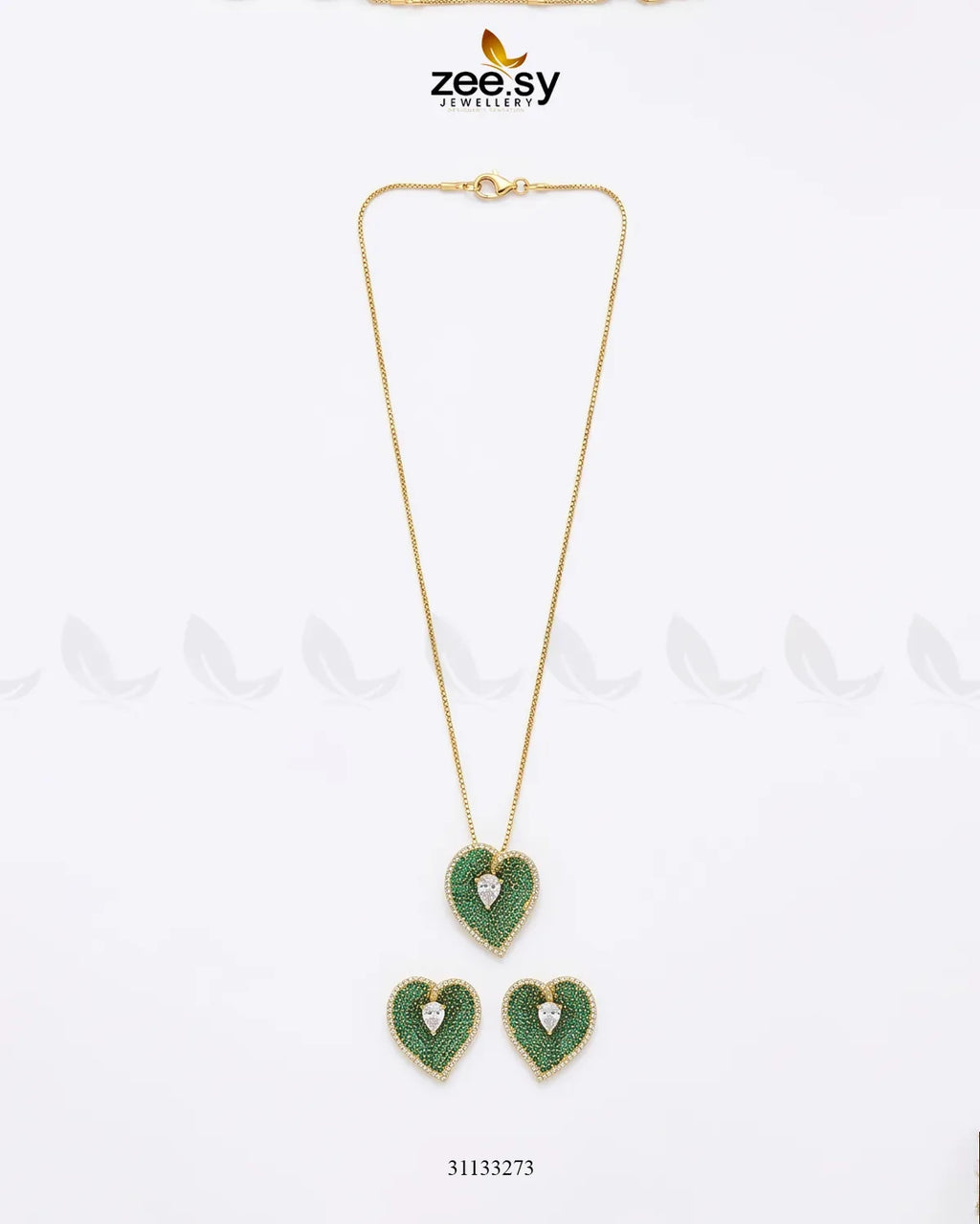 Golden Heart Cluster Pendant Set