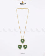 Golden Heart Cluster Pendant Set