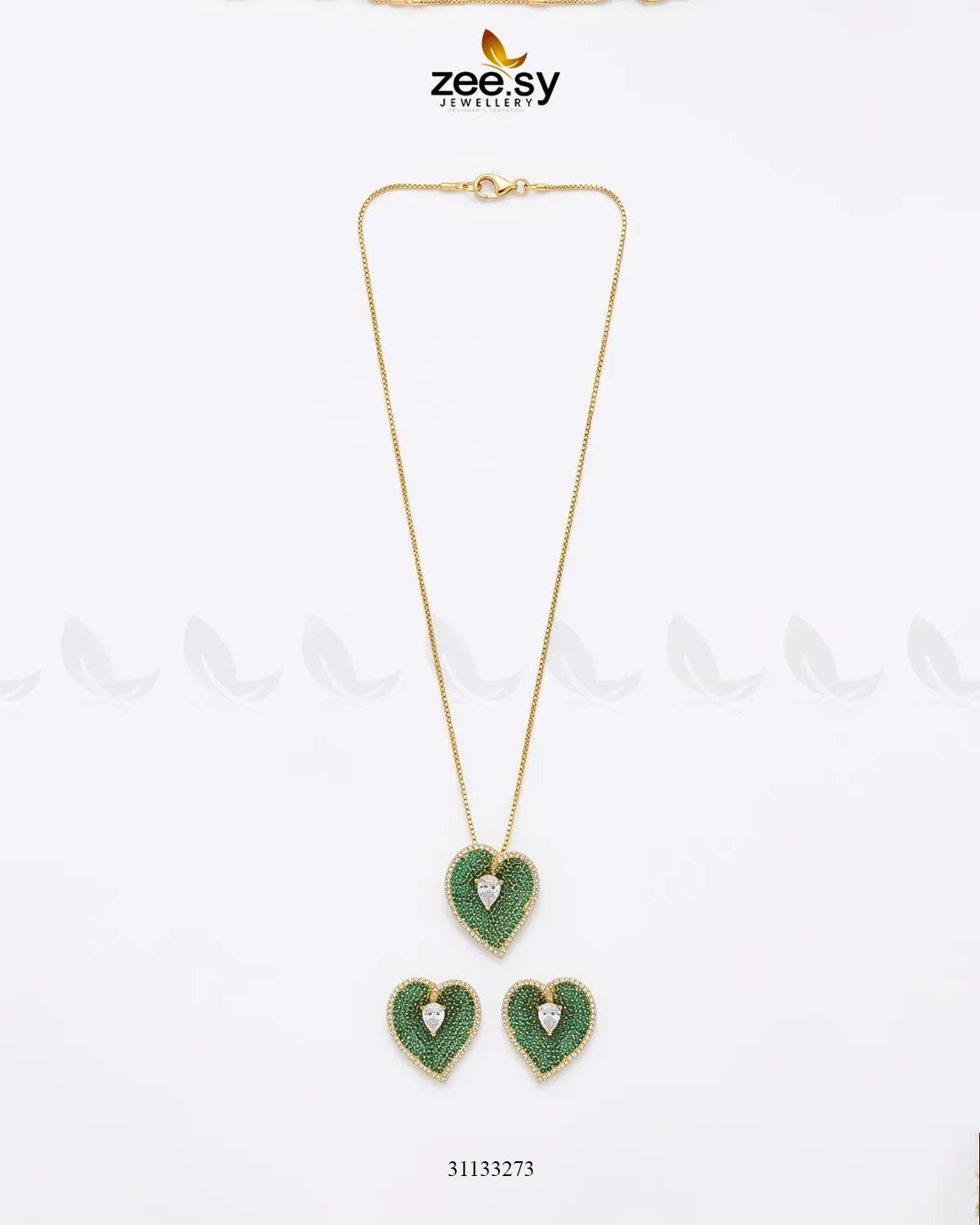 Golden Heart Cluster Pendant Set