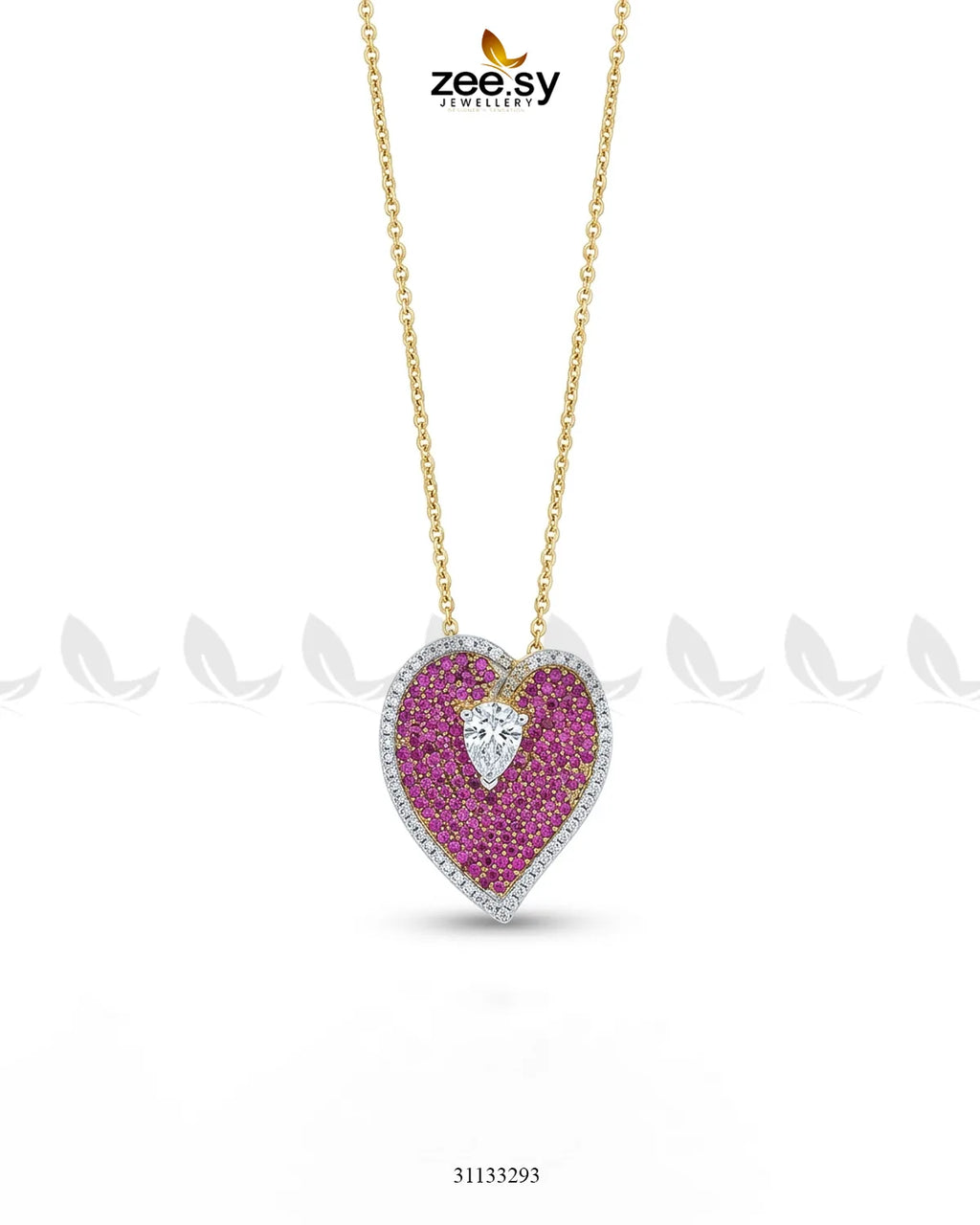 Golden Heart Cluster Pendant Set